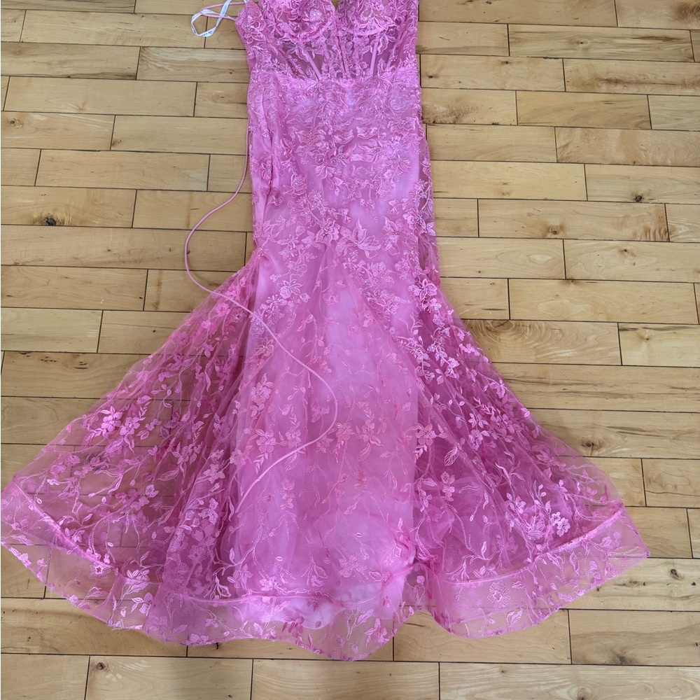 Ellie Wilde Pink Embroidered Gown